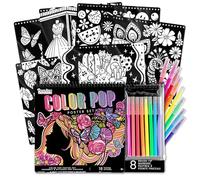 Ensemble d’affiches Basic Fun Fashion Angels Color Pop - 18 affiches à colorier et 8 marqueurs pinceau - kit d’art colorié pour enfants de 6+