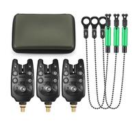 Ensemble d alarmes de Morsure pêche numériques et oscillateurs Alerte en chaîne kit Accessoires avec indicateur LED boîte Rangement à Fermeture éclair idéal pour la Nuit Faible luminosité