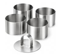 Ensemble d’Anneaux à Dessert de 8 cm, Cercle de Service, Pot à gâteau Rond, Anneau en Mousse en Acier Inoxydable, Ensemble d’Anneaux à pâtisserie, Forme d’Affichage du Plat, équipé d’Un Putter