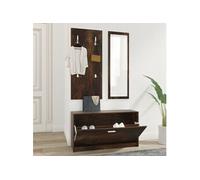 342574 vidaXL Ensemble d'armoires à chaussures 3-en-1 Chêne fumé