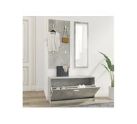 Vidaxl Ensemble D'armoires À Chaussures 3-En-1 Gris Béton Gris