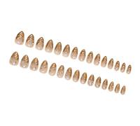 Ensemble d ' art d ' ongles avec motifs 3D soleil et lune, faux amandes en acrylique pour femmes à la mode