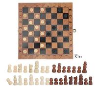 Ensemble d’échecs et de Dames en Bois 3 en 1, Plateau de Jeu Pliable en Bois avec pièces d’échecs et de Dames, Plateau de Jeu de Voyage Portable pour Enfants et Adultes, Comprend