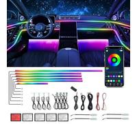 Ensemble d’éclairage intérieur Acrylique pour Voiture, Bphuny 18-en-1 593 LED, Fibre Optique, Multiples Modes, lumières d’Ambiance décoratives avec Rythme Arc-en-Ciel Dynamique Musical RGB néon