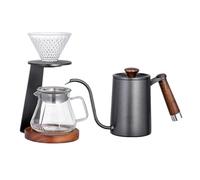 Ensemble d ' égouttement de café moderne avec carafe en verre résistant à la et stable Bouilloire à col de cygne longue de 600 ml versant sur un ensemble de cafetière