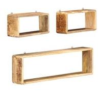 Vidaxl Ensemble D'étagère Cube 3 Pcs Bois Solide De Manguier Multicolore