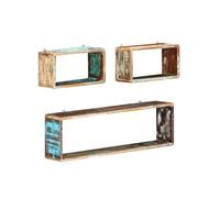 Vidaxl Ensemble D'étagère Cube 3 Pcs Bois Solide De Récupération Multicolore