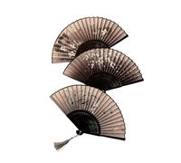 Ensemble d ' éventails à Main en Bambou, 3 pièces Pliables Noirs avec Pompons pour décoration de Mariage, Toiles de pour Photos, de Table et présentoirs d ' Accent pour la Maison, décoration de
