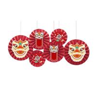Ensemble d ' éventails en papier auto-adhésif de chinois, anniversaire d ' enfant d ' un an, arrière-plan de danse des lions, fourniture de fête Zhuazhou, guirlandes en papier à rond, décoration