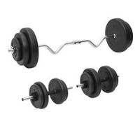 vidaXL Ensemble d'haltères et de barre ondulée avec plaques 60 kg – Noir
