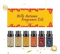 Ensemble D’Huiles Parfumées D’Automne - 6 Flacons Aromatiques Pour Diffuseur | Huiles Senteurs Épicées Et Florales Pour Bougies, Savons, Spa, Salon, Yoga, Méditation, Fête De Noël, Décoration