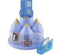 Ensemble D¿Organisateur Du Bureau Rotatif,Ranger De Stylo,Avec 5 Boîtes Accessoires-Mouleurs Multi-Rempli Avec Des Ciseaux De Sécurité,Règle,Gomme,Trombones (Ex058 Bleu)