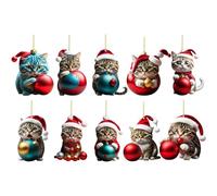 Ensemble d ' Ornements de Chat 10 pièces décorations d ' Arbre de Noël en Acrylique, Parfait pour Les Amoureux des Chats et Les Amateurs de Vacances Ornement d ' Arbre de Noël