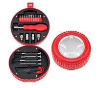 Ensemble d ' outils manuels avec douilles, embouts, Red | Boîtier à charnière en forme de pneu avec fentes ajustées, outils de fixation et de vissage de précision,