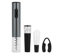 Ensemble d’ouvre-bouteilles électrique pour vin, tire-bouchon automatique avec -aluminium et verseur de vin, ouvre-bouteille motorisé en acier inoxydable avec bouchon sous (Gris argenté)