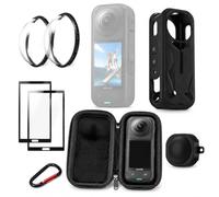 Ensemble d'accessoires 4 en 1 pour Insta360 X4 AIR, protecteur d'objectif + verre trempé + coque en silicone + étui de transport
