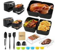 Ensemble d'Accessoires Air Fryer(20PCS), Moules en Silicone de Grande Taille compatibles avec le Ninja Foodi Flex 10,4L AF500EU(1 x 10,4 L + 2 x 5,2 L),Moule Silicone Air Fryer,Grille de Barbecue