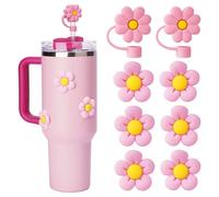 Ensemble d'accessoires compatibles avec tasse Stanley, y compris 2 bouchons en silicone anti-déversement, 6 patchs décoratifs en forme de pétale pour tasse Stanley Stanley de 1,2 l et 887,5 g