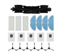 Ensemble d'accessoires complet avec filtres à brosse principale, lingettes et sacs à poussière pour Tefal pour aspirateur robot Xplorer Serie 75 S+ RG8597W (A)