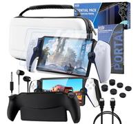 Ensemble d'accessoires conçus pour Playstation Portal Case et protecteur d'écran, étui pour casque, câble de charge, poignée de pouce et plus permettant un jeu à distance amélioré Blanc - Édition