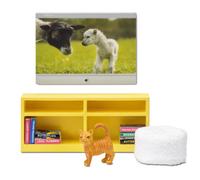 Ensemble D'Accessoires De Bibliothèque TV Pour Maison De Poupées Lundby 1:18