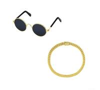 Ensemble d'accessoires de carnaval comprenant des lunettes de soleil Hip Hop et une chaîne dorée pour les fêtes à thème, les fêtes de rue et les événements festifs