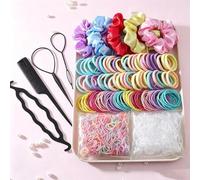 Ensemble d'accessoires de cheveux pour femme - 1109 pièces - chouchous marron - Élastiques et outils de tressage pour le quotidien - Couleur bonbon