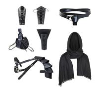 Ensemble d'accessoires de cosplay avec ceinture en cuir synthétique, armures, supports, châle, accessoires de chevalier, tenue de jeu de rôle