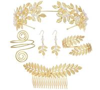 Ensemble d'accessoires de costume de déesses grecques toga romaine, bandeau, manchettes, boucles d'oreilles, collier