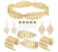 Ensemble d'accessoires de costume de déesses grecques toga romaine, bandeau, manchettes, boucles d'oreilles, collier
