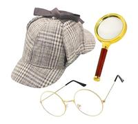 Ensemble d'accessoires de costume de détective - Accessoires de cosplay - Accessoires de costume de cosplay, chapeau, lunettes, loupe pour femme, homme, fille, Halloween, fête sur scène