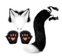 Ensemble d'accessoires de costume de loup - Ensemble d'habillage sur thème du loup pour Halloween | Costume pour femme sur thème du loup avec oreilles, queue et gants, costume de fête
