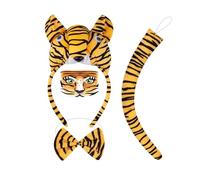 Ensemble d'accessoires de costume de tigre pour filles - 1/3/4/5 pièces - Oreilles de tigre - Bandeau, nœud papillon, queue, tutu - Jupe tutu pour fête animale, Halloween, cosplay