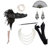 Ensemble d'accessoires de costume des années 1920 le Magnifique Gatsbys pour femme : bandeau, collier, gants, costume années folles