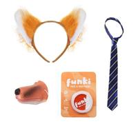 Ensemble d'accessoires de costume renard pour enfant - Comprend oreilles, bandeau, cravate, nez et peinture orange pour le visage - Idéal pour les jeux scolaires, la semaine du livre et le déguisement