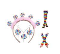 Ensemble d'accessoires de costume sucette : bandeau arc-en-ciel, chaussettes hautes, tenues de Noël, pour fêtes d'anniversaire, bandeau sucré, bandeaux, chaussettes montantes, gants sans doigts