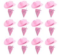Ensemble d'accessoires de cowboy rose pour adultes - Lot de 12 - Chapeau de cowboy rose à étoiles cloutées + bandana cachemire assorti - Ensemble d'accessoires de déguisement western pour femme