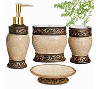 Ensemble d'accessoires de décoration de salle de bain, 4 pièces, y compris distributeur de savon, porte-brosse à dents, gobelet et porte-savon, blanc