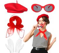 Ensemble D'accessoires de Déguisement pour Femmes Françaises, Kit de Mime D'artiste Français pour Femmes et Filles, Fournitures de fête Cosplay, Journée de Déguisement Scolaire