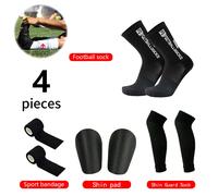 Ensemble d'accessoires de Football, 4 pièces, chaussettes antidérapantes, chaussettes de basket-ball, protège-tibia, Mini protège-tibia, Bandages de Sport WT-MiniHB-BD-TCRed