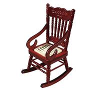 Ensemble d'accessoires de maison de poupée en bois avec chaise à bascule pour kit de garage à l'échelle une - Mobilier miniature détaillé (rouge, taille unique)
