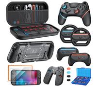Ensemble d'accessoires de manette Switch 2 Pro pour Nintendo Switch 2 - Kit 17 en 1 : manette sans fil, sac de transport, volants, poignées pour JoyCon, coque de protection pour console Nintendo