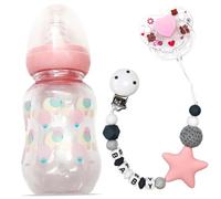 Ensemble d'accessoires de poupée pour bébé 3 pièces comprenant des biberons de poupée, une sucette magnétique et une chaîne sucette, ensemble jouets d'alimentation pour accessoires, biberon