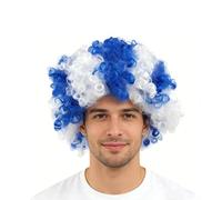 Ensemble d'accessoires de rugby écossais pour adultes, perruque afro d'Angleterre, perruque afro, perruque afro pour hommes et femmes, supporters d'équipe de rugby (blanc)