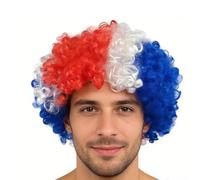 Ensemble d'accessoires de rugby écossais pour adultes, perruque afro d'Angleterre, perruque afro, perruque afro pour homme et femme, ensemble d'accessoires de déguisement (rouge)