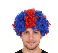 Ensemble d'accessoires de rugby écossais pour adultes, perruque afro d'Angleterre, perruque afro, perruque afro pour hommes et femmes, supporters d'équipe de rugby (bleu)