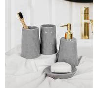 Ensemble D'Accessoires de Salle Bain 4 PièCes Comprenant Distributeur Lotion, Gobelet Brosse Dents et 2 Gobelets Gargarisme, MatéRiau en CéRamique pour DéCoration IntéRieure