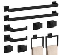 Ensemble d'accessoires de Salle de Bain 10 pièces Noir Mat