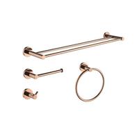 Ensemble d'accessoires de salle de bain 4 pièces : porte-serviettes, anneau à double tige, porte-papier, porte-peignoir, distributeur de savon, brosse de toilette - élégant et fonctionnel pour la