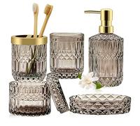 Ensemble d'accessoires de Salle de Bain 5 Pièces, Ensemble de Décoration de Salle de Bain, Organisateur de Salle de Bain, Hôtel, Maison, Accessoire de Bain Complet de Luxe avec Gobelet à Brosse